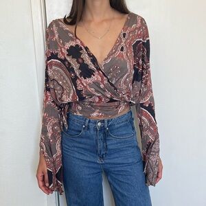 Free People Paisley Wrap Top